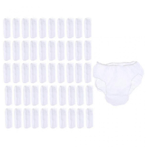 (White) 50x Disposable Underpants Disposable Underwear Disposable Briefs Disposable Zekai 1