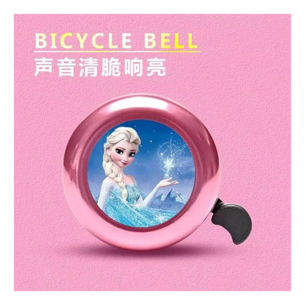 (Pink) 5*5cm Frozen Elsa Bicycle Bell Kids Bike Cartoon Bell Metal Warning Alarm Cycling Handlebar Bell Safety Cycling Accessories
