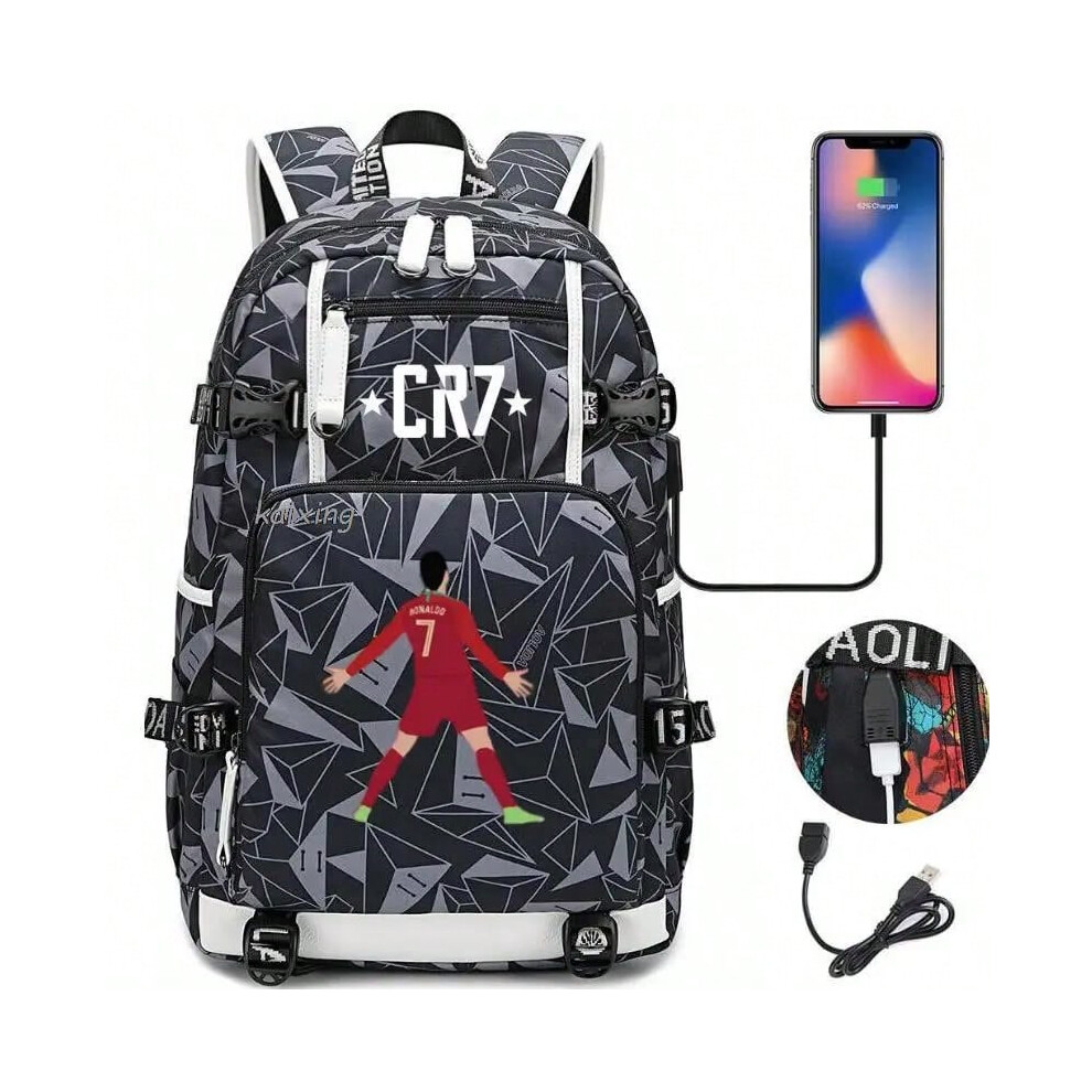 (Picture Color-15) Fashion CR7 Backpack USB Charging School Bag 15.6 Inch Laptop Backpack Female Male Book Bag Bagpacks Waterproof Teens Back Pack-image-OPC-PHNTRMW-NEW