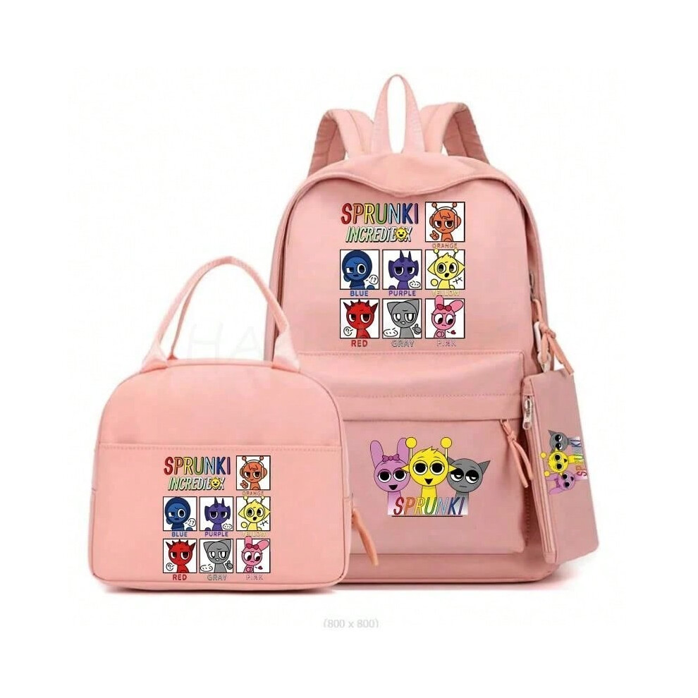 (Picture Color-7) New Sprunki 3Pcs/set Student Boy Girl Schoolbag Colorful Backpack Children Teenager Cartoon School Bookbag with Lunch Bag Gift-image-OPC-PHNTRS6-NEW