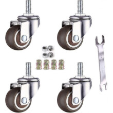 4 Pack M6 X 15mm Furniture Swivel Caster Wheels with 32mm Thread Tpe Soft Rubber 32mm Thread