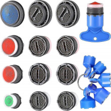 12 Pcs Faucet Aerator Replacement for Sink Aerators with 5 Pcs Faucet Aerator Key Removal Wrench Tool M16.5 18.5 21.5 24 Mm