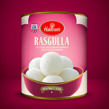 Haldiram's Rasgulla – 1kg | Traditional Indian Dessert in Sugar Syrup | Soft & Spongy Cottage Cheese Balls