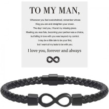 To My Man, Infinity Leather Bracelet Husband Gifts From Wife I Love You Forever And Always Bracelet Boyfriend Anniversary Birthday Christmas Fathers