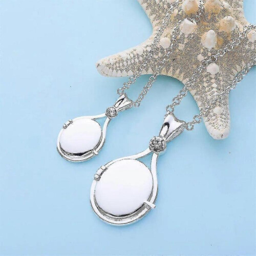 (S, Red) H2o Same Pendant red sand imprint necklace Mermaid shell openable and closable pendant accessories Gift 2