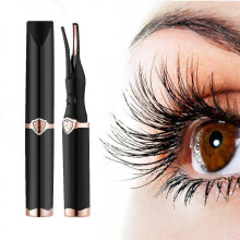 (Black) Electric Heated Eyelash Curler Usb Rechargeable Makeup Curling Tool Long Lasting Indoor Zekai