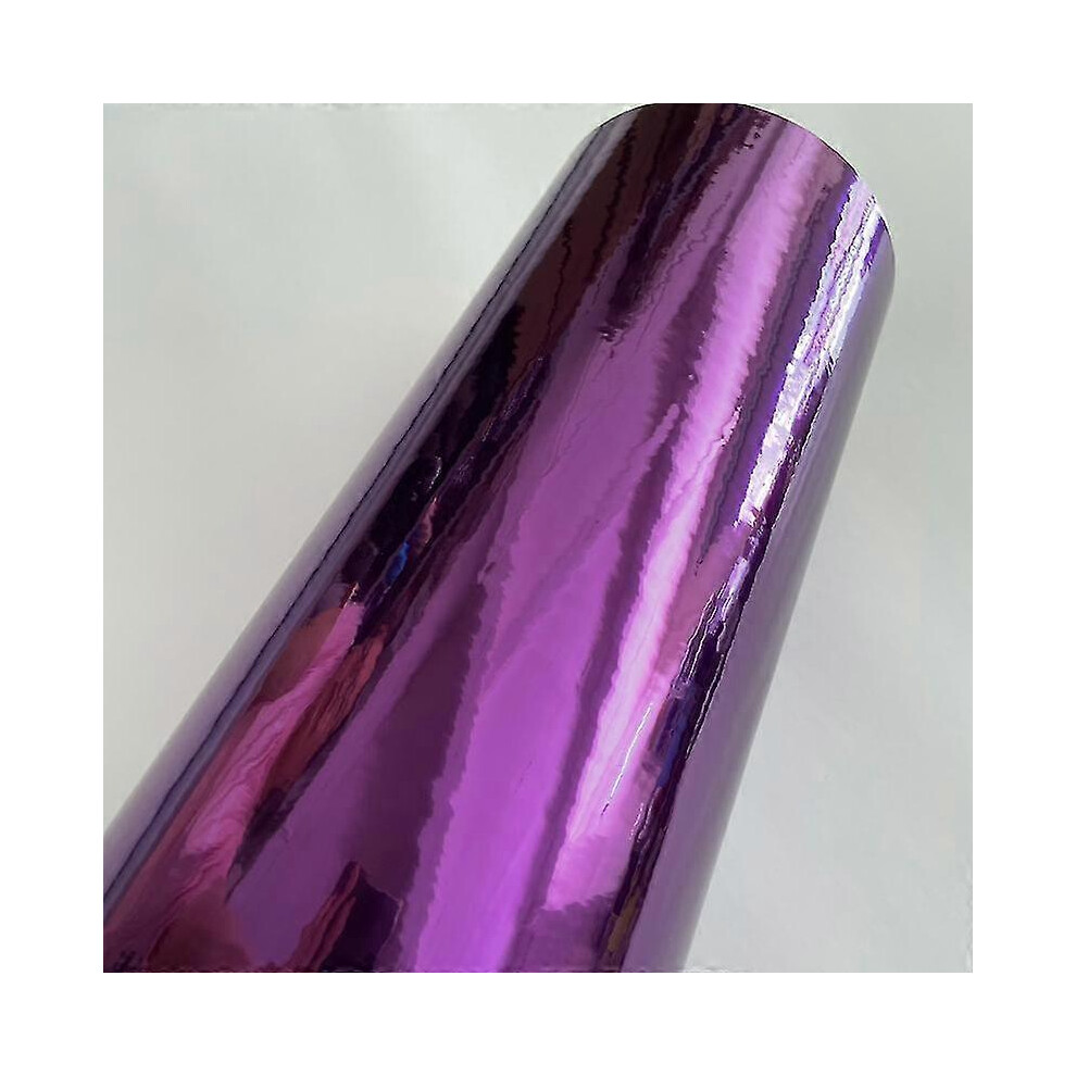 (20cm x 152cm,Purple)Strechable Black Mirror Chrome Cast Vinyl Wrap Self-adhesive Film Decal Air-release Bubble And Air-free
