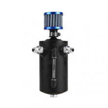 (Black) Fuel Container 500ml Universal Aluminum Allo Oil Catch Tank Can with Filter for Car