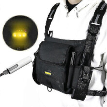 Luiwoon Radio Chest Harness/chest Rig Bag Holster Pack Pouch Holder Front Pocket with Warning Light / Reflective Belt Vest for Two Way Radio Walkie Ta