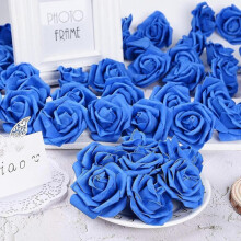 (blue) 100pcs Artificial White Roses 7 Cm Flowers, Flower Heads White Ornaments, Wedding Banquet White Hair Ornaments Zekai