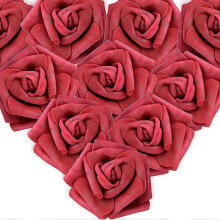 (Wine Red) 100pcs Artificial White Roses 7 Cm Flowers, Flower Heads White Ornaments, Wedding Banquet White Hair Ornaments Zekai