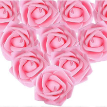 (Dark Pink) 100pcs Artificial White Roses 7 Cm Flowers, Flower Heads White Ornaments, Wedding Banquet White Hair Ornaments Zekai