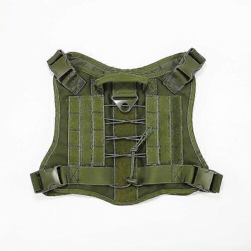 (L,Green)Tactical Dog Harness Nylon Handle Adjustable Training Harness Pet Working Vest Zekai 1