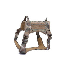 (L, Camouflage) Tactical Dog Harness Nylon Handle Adjustable Training Harness Pet Working Vest Zekai