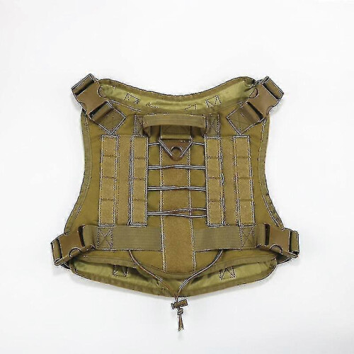(L,Khaki)Tactical Dog Harness Nylon Handle Adjustable Training Harness Pet Working Vest Zekai 1