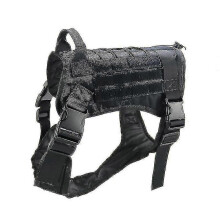 (M, Black) Tactical Dog Harness Nylon Handle Adjustable Training Harness Pet Working Vest Zekai
