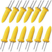 12 Pieces Corn Holders Stainless Steel Corn Holders Corn Cob Skewers rong Corn Handles Grill Corn Cob Holder Corn Picks for Bbq Twin Prong