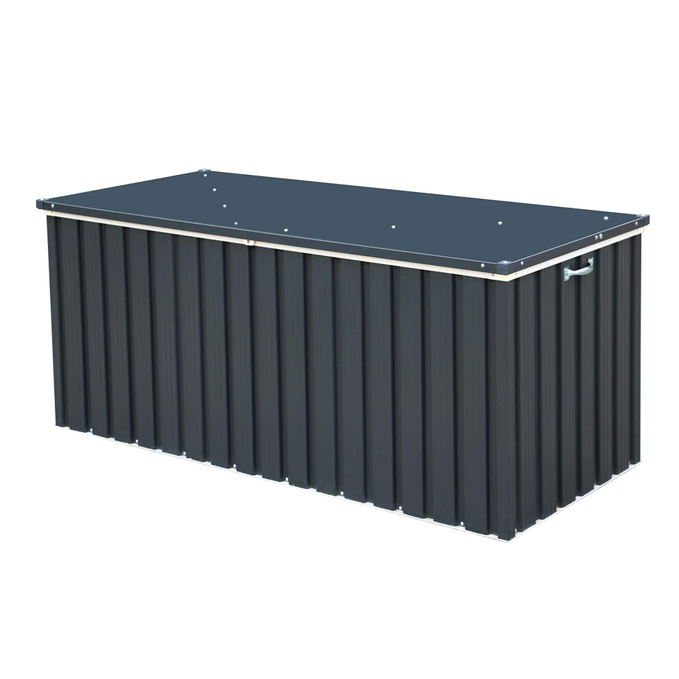 Duramax DH 1.7 Metal Cushion Box (770 L) with Hydraulic Gas Cylinder & Padlock Eye, Outdoor Deck Box and Garden Furniture Organizer, Anthracite &