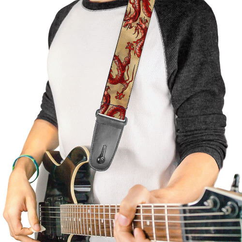 Buckle-Down Guitar Strap, Dragons Tan, 2 Inches Wide 1