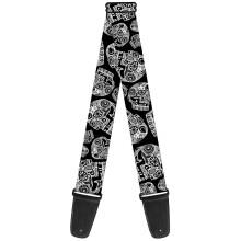Buckle-Down GS-WTY005 Guitar Strap - The Dust of Living II Sugar Skulls Black/White, 2" Wide & 29-54" Length