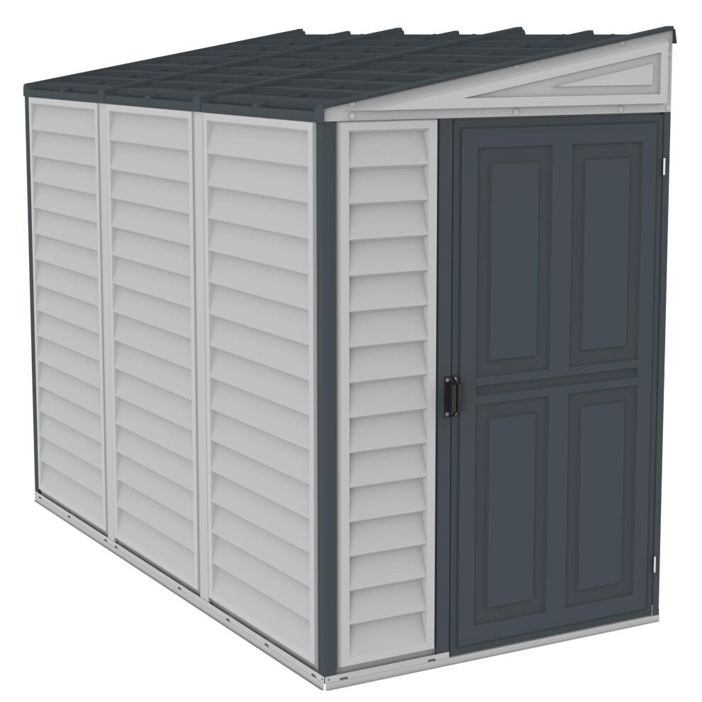 Duramax SideMate PLUS 4 x 8 (2.95 m2) Plastic Garden Shed with Metal Foundation Kit, Reversible Door, Strong Metal Roof Structure, Maintenance-Free