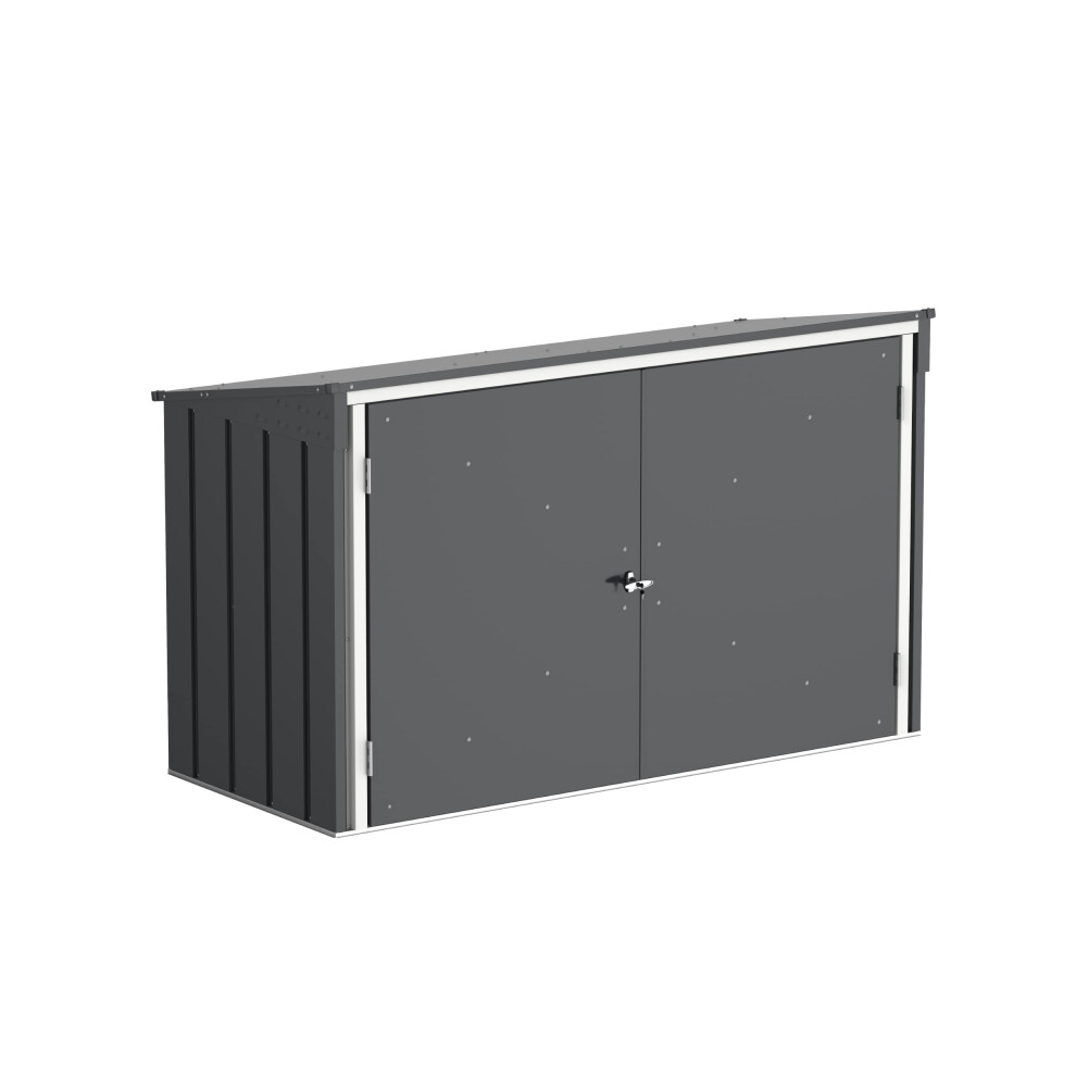 Duramax Garbage Can Enclosure for 3 Bins with Top Opening & Fully Wide Double Lockable Doors, Metal Storage Shed, Wheelie Bin Hideaways, Anthracite &