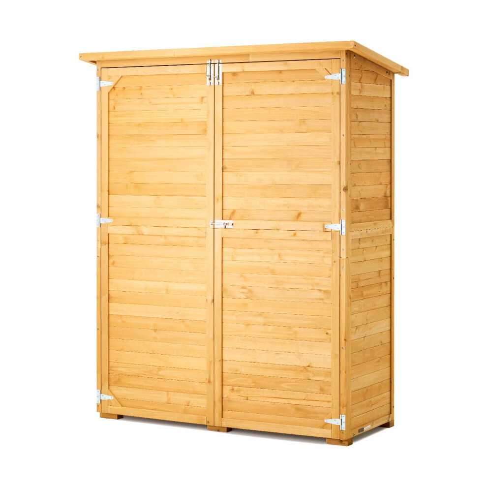 VEVOR Outdoor Storage Shed, Large Wooden Outside Storage Cabinet with Waterproof Roof and Metal Frame, Double Lockable Doors Garden Tool Shed Storage