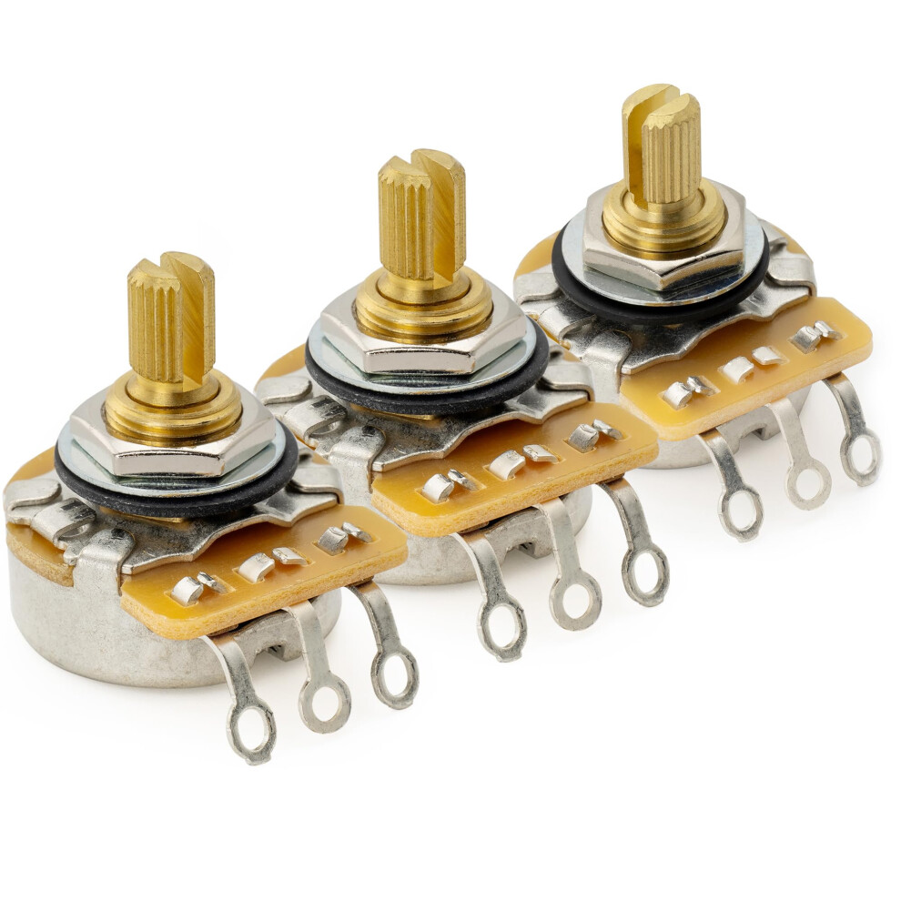 CTS 450G A250Kx2+B250K Pots Brass Short Split Shaft 1/4 Inch 10% Audio Linear Taper Potentiometers for Electric Guitar Bass (Set of 2A1B)