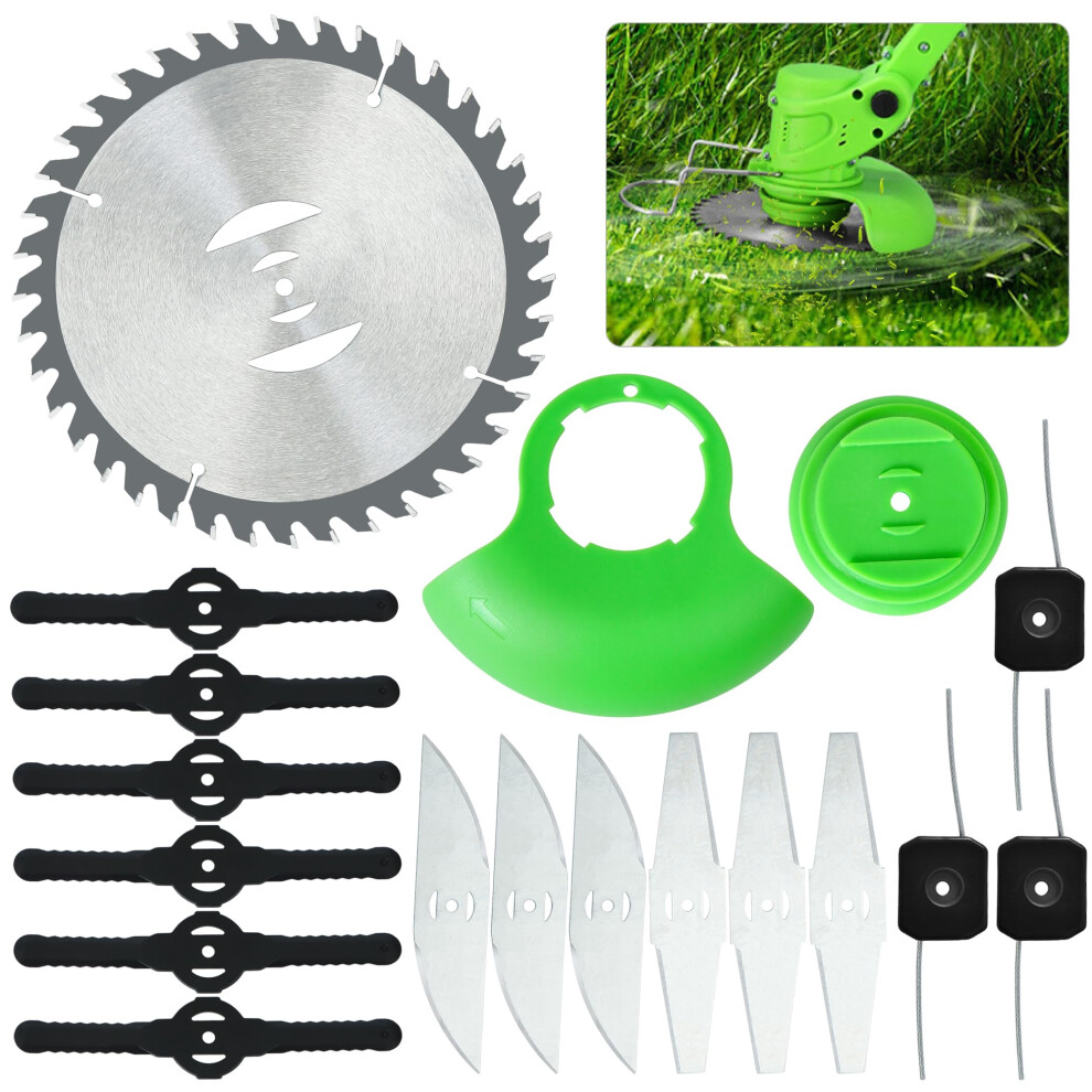 Kuaman 18 Pcs Cordless Strimmer Blades Replacement Accessories, Grass Strimmers Metal Blades Set, Spare Garden Strimmer Blades, Stainless Steel Blades