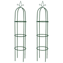 vidaXL Garden Arch Tower Set - Durable Iron Construction, 2 pieces, Dark Green, Ideal for Roses and Climbing Plants, Adjustable Burial Depth, 38 x 190