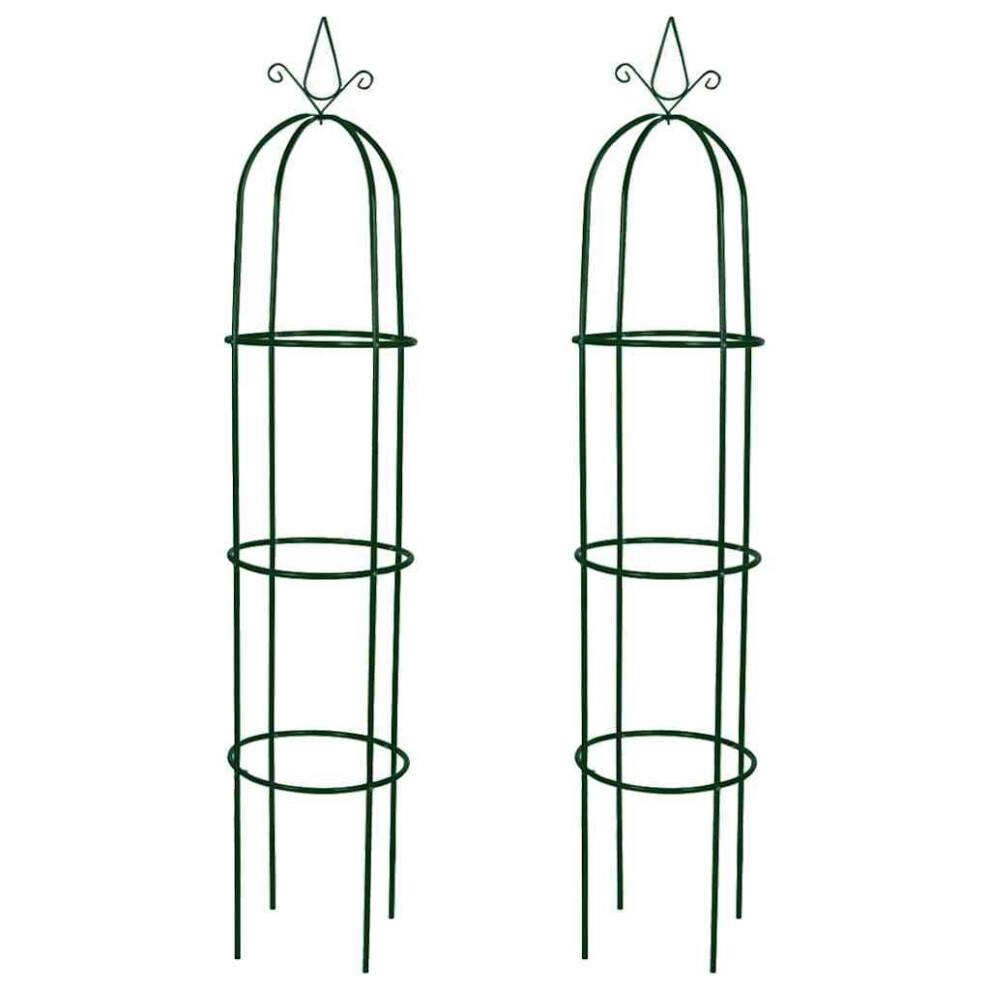 vidaXL Garden Arch Tower Set - Durable Iron Construction, 2 pieces, Dark Green, Ideal for Roses and Climbing Plants, Adjustable Burial Depth, 38 x 190