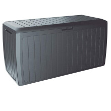 CASARIA? 290 Litre Garden Storage Box | Plastic Outdoor Tool Chest on Wheels | Lockable | Parcel Box | Log Store | Weatherproof | Wood Effect |