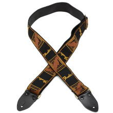 Fender? Legacy Vintage Monogram Guitar Strap Guitar Strap - Black/Brown/Yellow. Suitable for Electric, Acoustic & Bass Guitars.