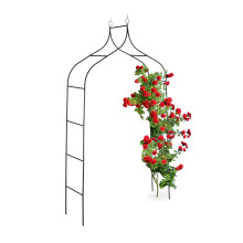 Relaxdays Metal Rose Arch, Garden Arbour, HxWxD: 255 x 140 x 38 cm, Archway, Climbing Support for Plants, Black, Steel