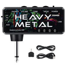 Donner Guitar Headphone Amp Heavy Metal USB Rechargeable Mini Pocket Headphone Amplifier for Electric Guitar