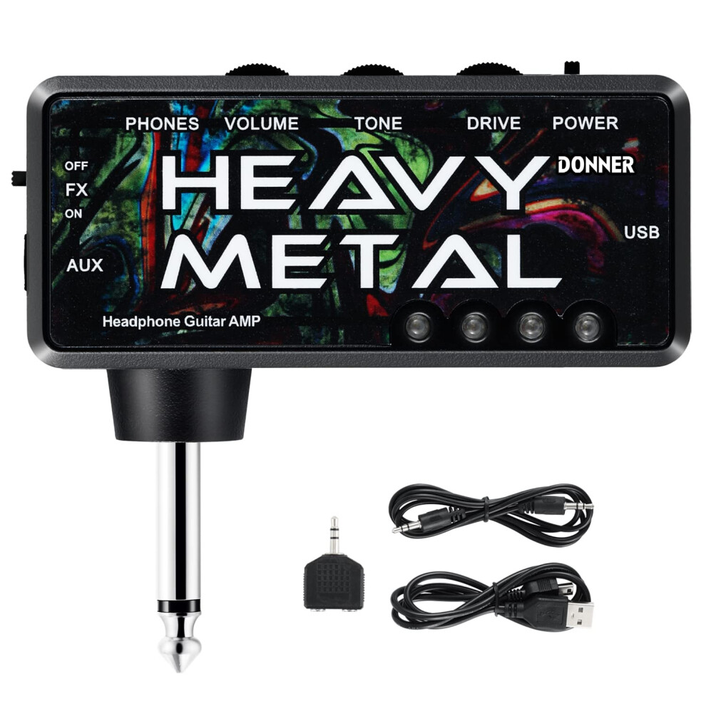 Donner Guitar Headphone Amp Heavy Metal Usb Rechargeable Mini Pocket Headphone Amplifier For Electric Guitar