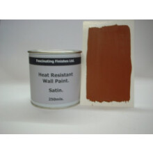 250ml Satin Brick Red Heat Resistant Wall Paint. Wood Burner Stove Alcove. Brick, Concrete, Plaster, Cement Board, Rendering, Metal, Timber and