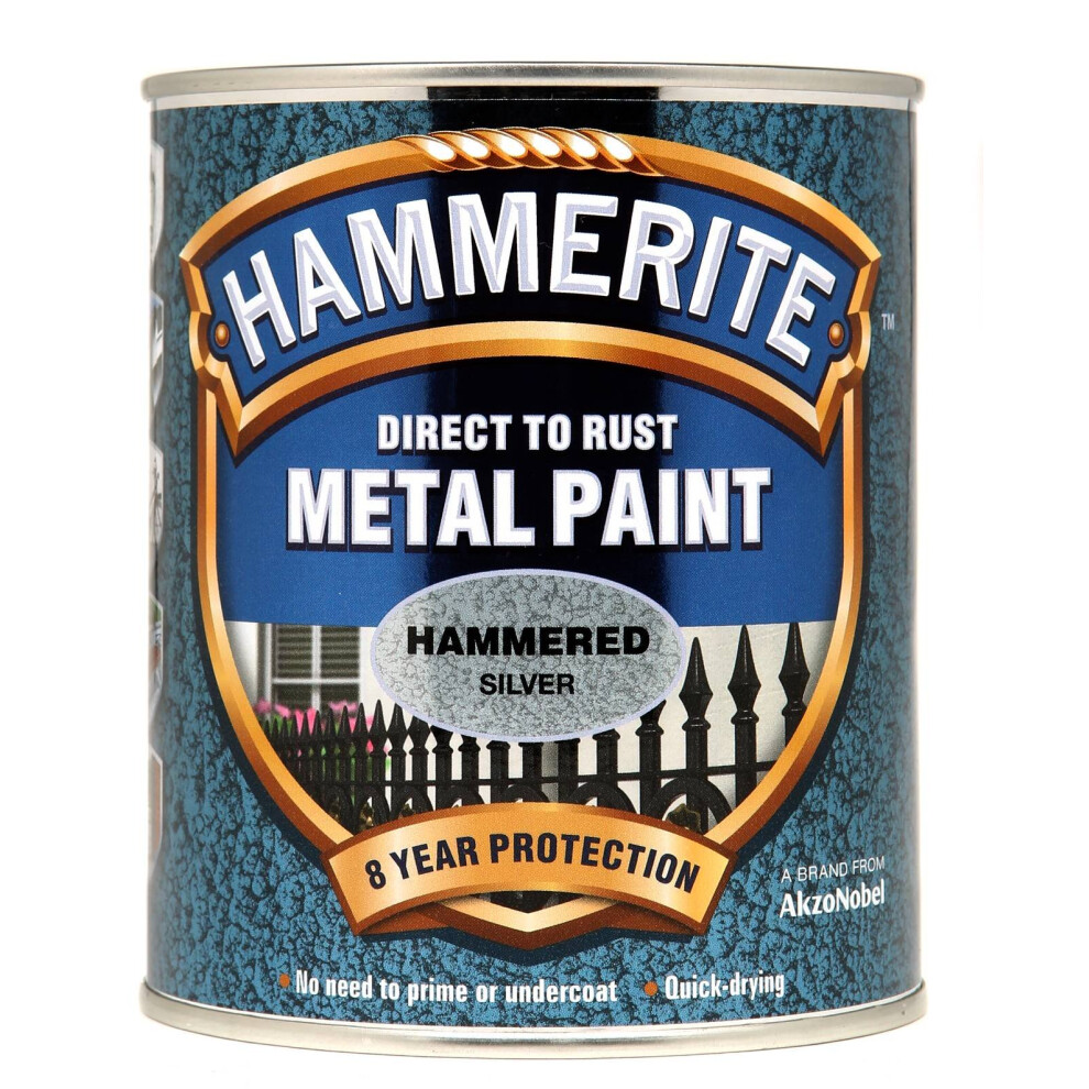 Hammerite New 2015 Hammered Direct To Rust Metal Paint 750Ml Silver