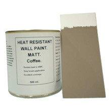 1 x 500ml Matt Coffee Heat Resistant Wall Paint. Wood Burner Stove Alcove. Brick, concrete, plaster, cement board, rendering, metal, timber etc.