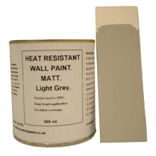 Fascinating Finishes Ltd 1 x 500ml Matt Light Grey Heat Resistant Wall Paint. Wood Burner Stove Alcove. Brick, Concrete, Plaster, Cement Board,