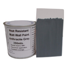 1 x 250ml Matt Anthracite/Dark Grey Heat Resistant Wall Paint. Wood Burner Stove Alcove. Brick, Concrete, Plaster, Cement Board, Rendering, Metal,