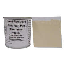 250ml Matt Parchment Heat Resistant Wall Paint. Wood Burner Stove Alcove. Brick, Concrete, Plaster, Cement Board, Rendering, Metal, Timber timber and