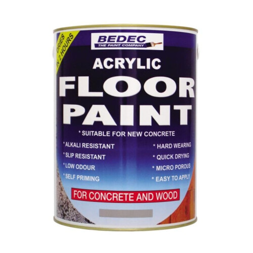Bedec Acrylic Water Based Floor Paint Battleship Grey 5 Litre