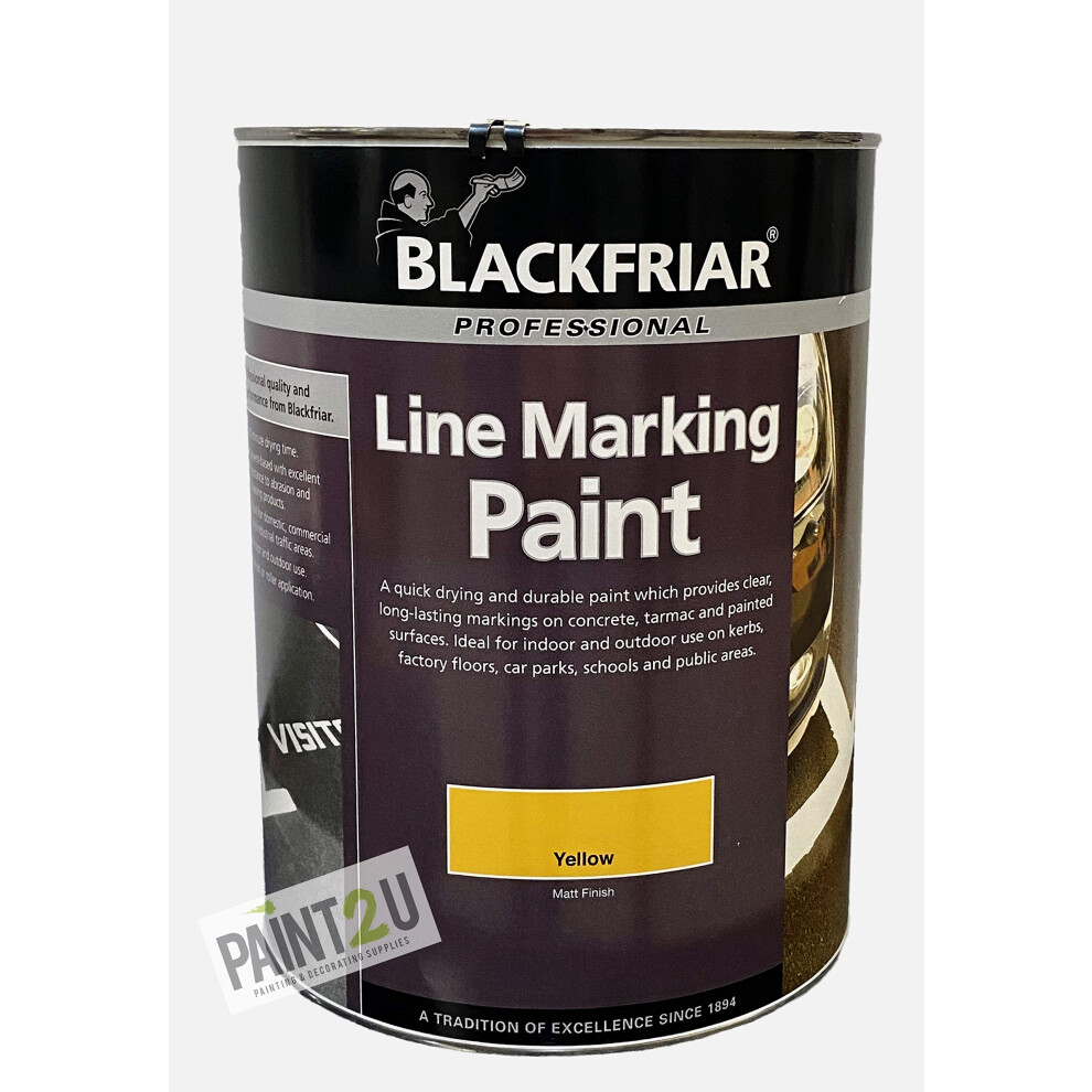 Blackfriar Professional Line Marking Paint - Indoor & Outdoor - Abrasion & Cleaning Resistant - Public Areas - Yellow - 5L