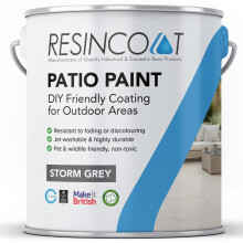 Resincoat Outdoor Patio Paint, UV & Weather Resistant, Easy to Apply Matte Finish Concrete Paint for Slabs & Flags, Storm Grey, 5KG