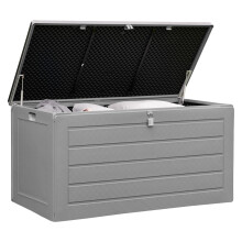 Olsen & Smith 680L Large Garden Storage Box - Weather Resistant Heavy Duty Garden Box with Padlock & Wood Effect - Huge Capacity Outdoor Storage Chest