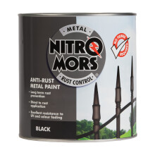 Nitromors Smooth Metal Paint for Metal Doors Garden Furniture Gates Railings, Rust Protection No Primer Needed UV Resistant Black, 2.5 L