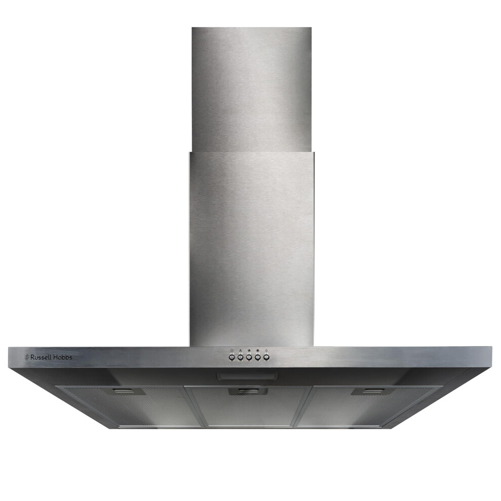 Russell Hobbs Chimney Cooker Hood 90cm T-Shaped Kitchen Extractor Fan in Stainless Steel, 3 Speed Settings & LED Light Extraction & Recirculation