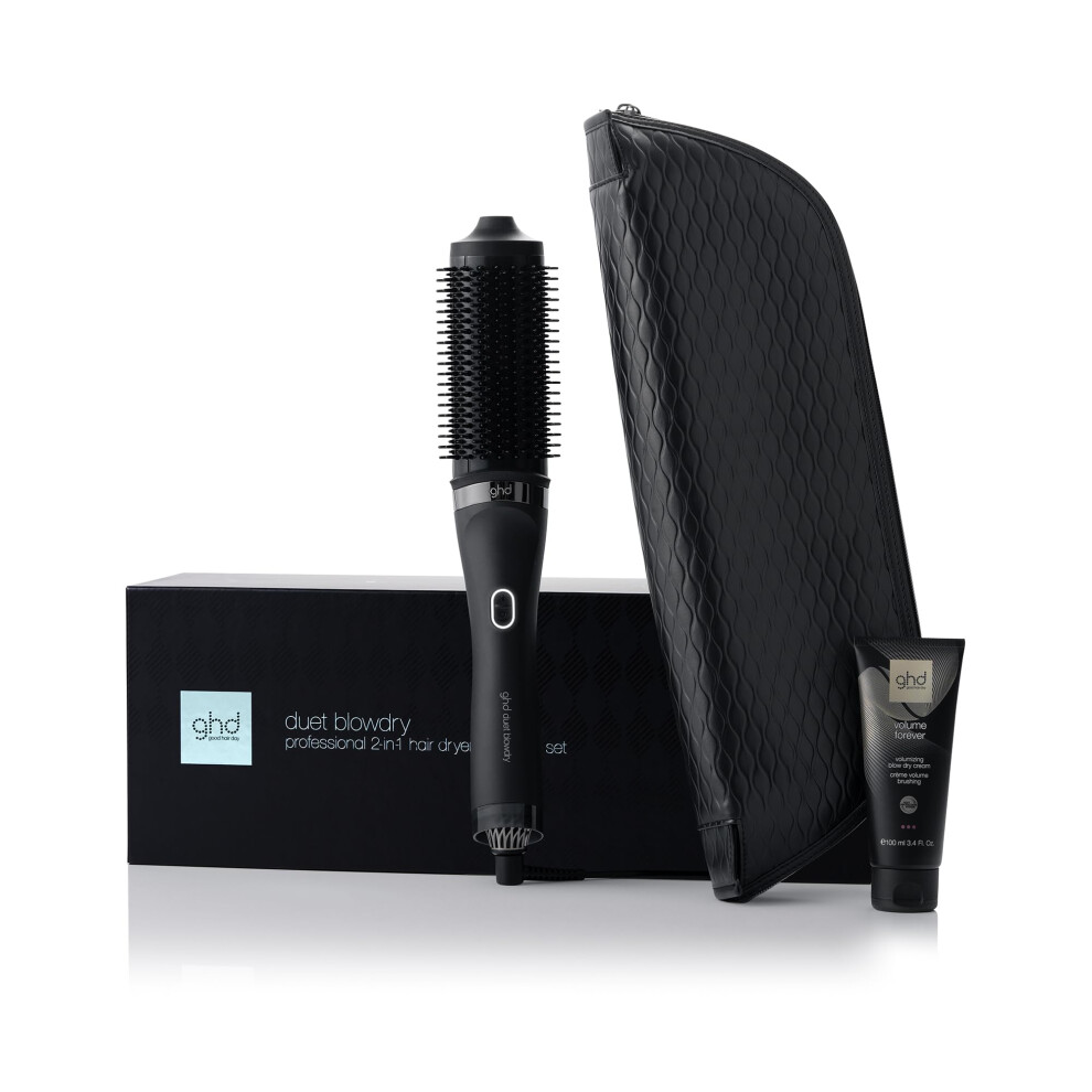 ghd Duet Blowdry Gift Set - 2-in-1 Hair Dryer Brush with Volume Forever Blow Dry Cream and Heat Resistant Bag, Wet to Blow Dried with No Heat Damage,