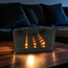 Cello Gleneagles Smoke Trio Infinity Flame LED USB Lamp ? Modern LED Desk Lamp, Night Light, and Home Decor. Trio Flame Infinity Design for Bedroom